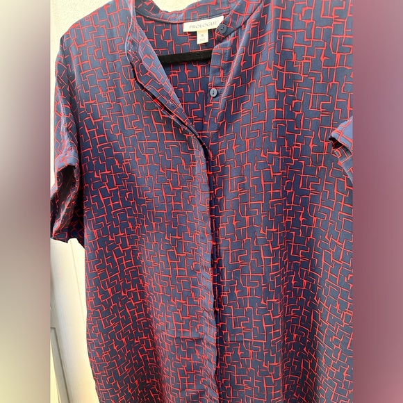 Prologue Shirt Dress Abstract Blue and Red Size Small - Picture 6 of 8